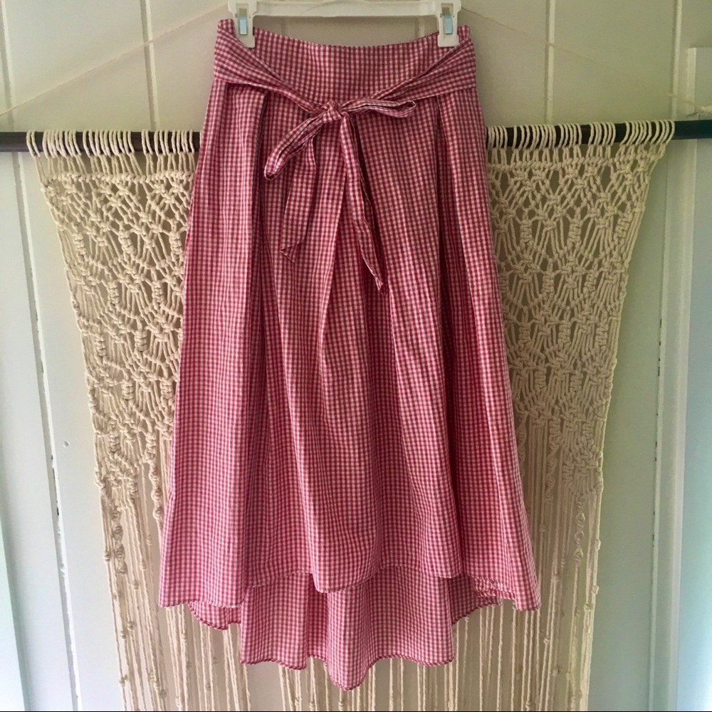 Max Studio | Red and White Gingham Skirt